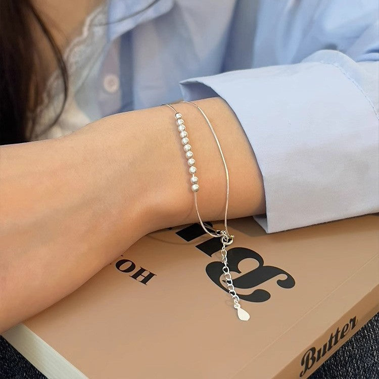 [Special Offer Products] Natural Irregular Pearl S925 Sterling Silver Bracelet Women's Beaded Crushed Silver Cold Wind Niche Temperament Versatile Jewelry