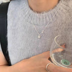 [Special Offer Products] Niche Simple Style Plain Silver Pearl Sapphire Necklace Women's ins Versatile Collarbone Chain Premium Jewelry