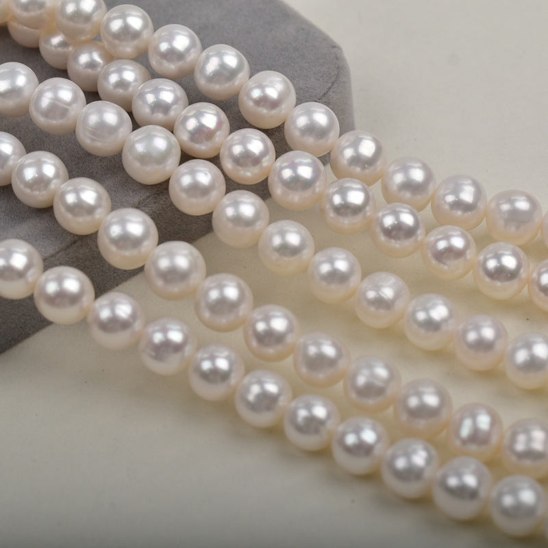 9-10Mm large pearl mother chain work in progress Natural freshwater pearls Near round loose beads DIY jewelry accessories round beads