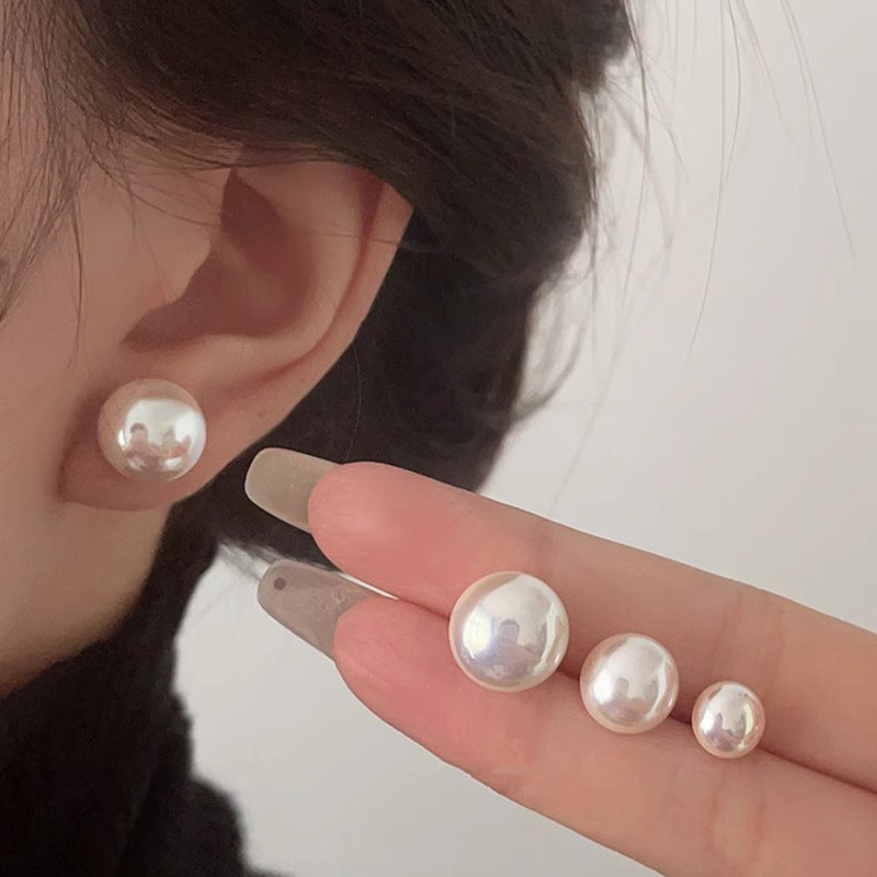 [Special Offer Products] White Pearl Stud Earrings Women's S925 Silver Needle Earrings Minimalist Niche Premium Versatile New Earrings