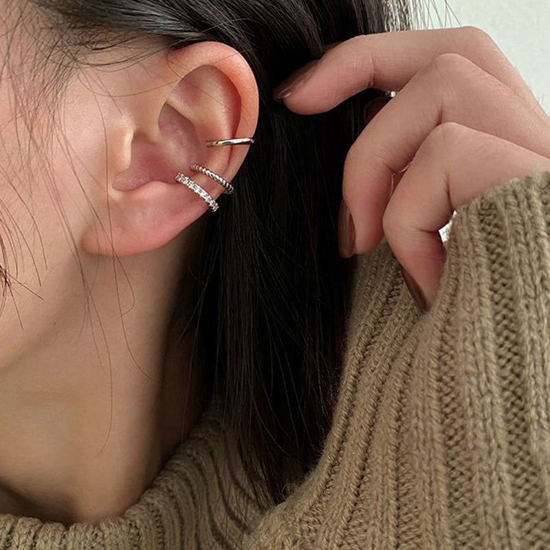 [Special Offer Products] Light Luxury Pearl Double Layer Earrings Combination Silver Needle Premium Sense Diamond-set Earclips Niche Stud Earrings Temperament Women's Simple Earrings