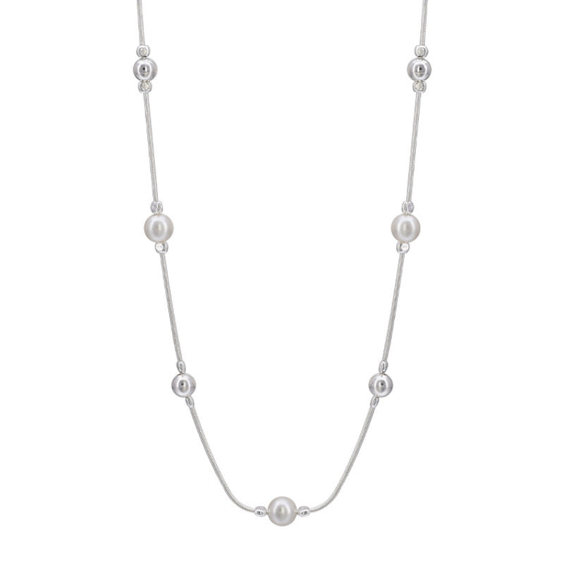[Special Offer Products] Niche Design Snake Bone Pearl Necklace Women's New Popular Temperament Versatile Premium Light Luxury Clavicle Chain