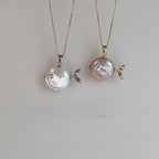 Sea World Little Witch Necklace Natural Pearl Big Head Fish Pendant Ornament Goldfish Kiss Fish Collarbone Chain