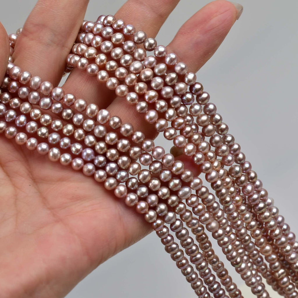 Zhuji Pearl Natural Freshwater Pearl 4-5mm Near Round Bead Purple Pearl Necklace Bracelet work in progress Wholesale