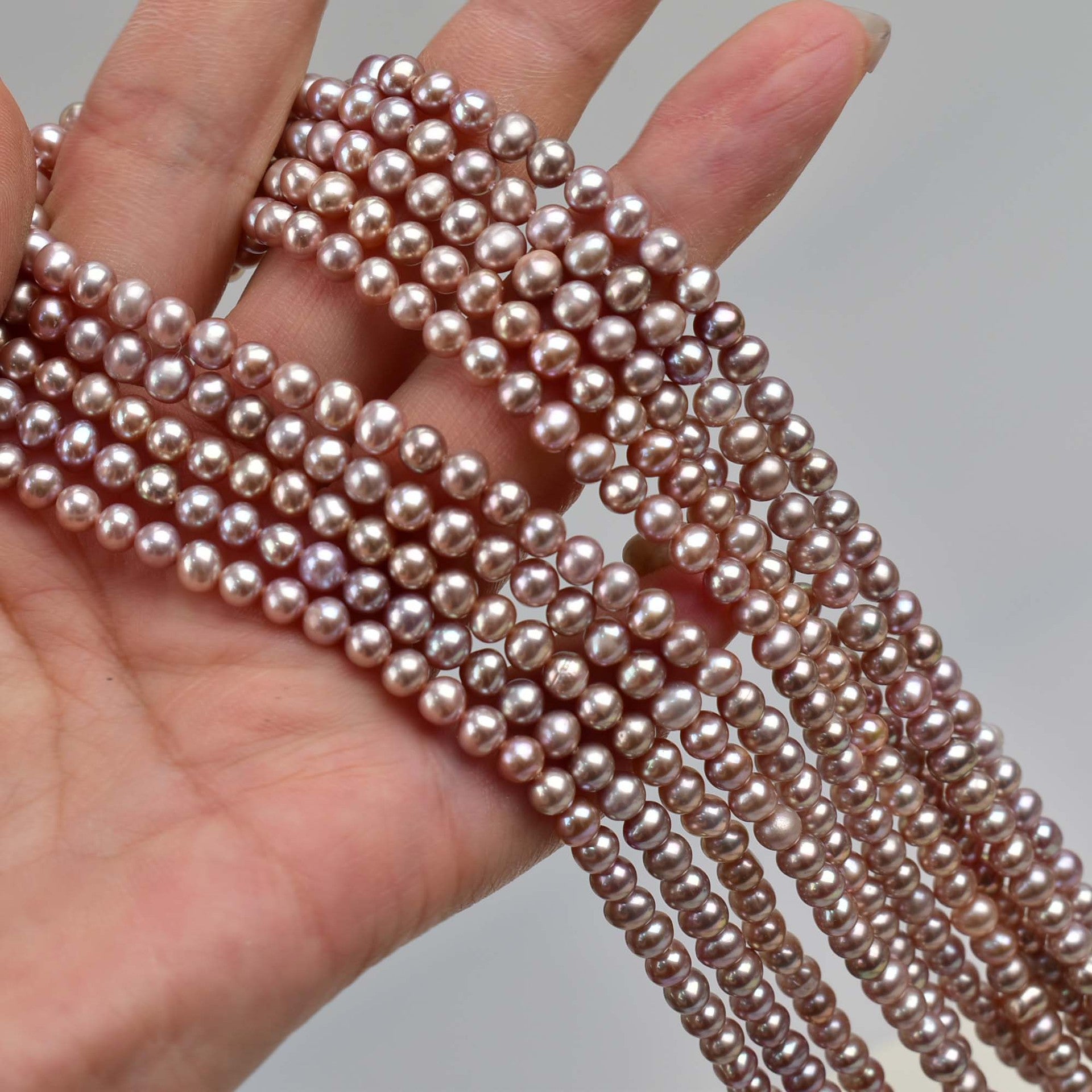 Zhuji Pearl Natural Freshwater Pearl 4-5mm Near Round Bead Purple Pearl Necklace Bracelet work in progress Wholesale