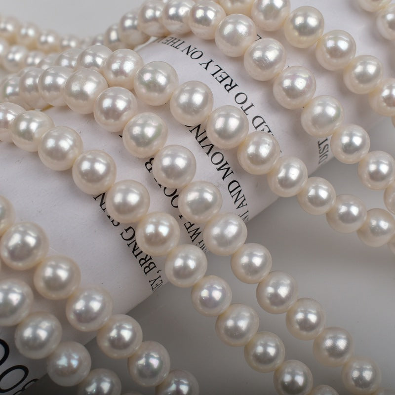 9-10Mm large pearl mother chain work in progress Natural freshwater pearls Near round loose beads DIY jewelry accessories round beads