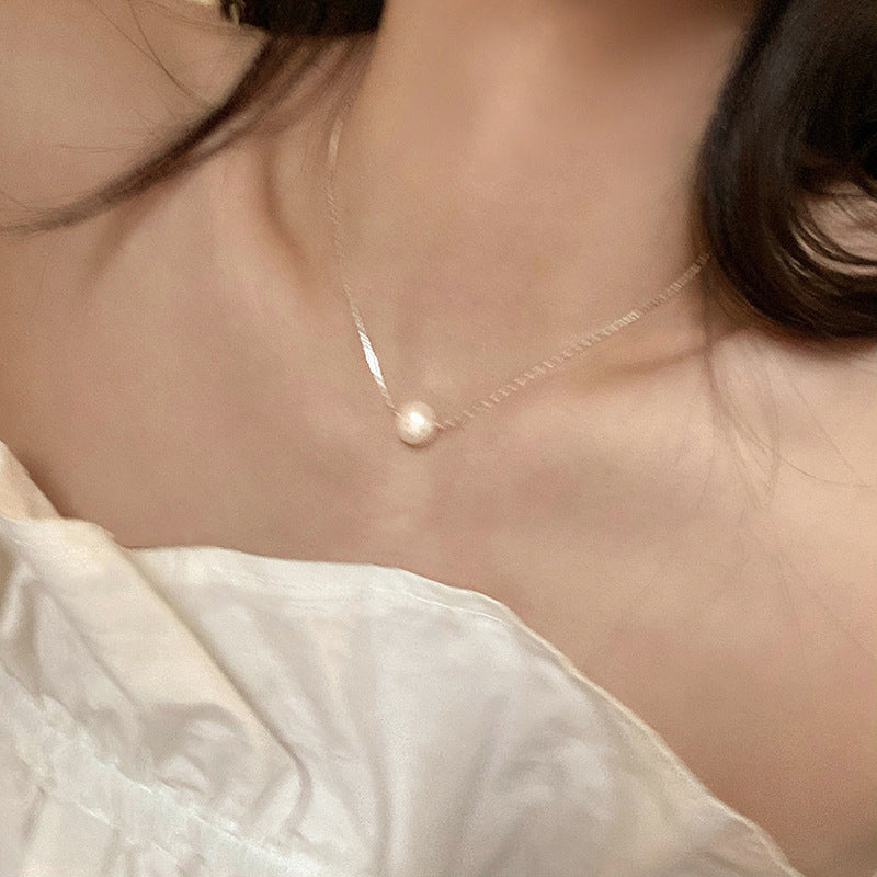 [Special Offer Products] Minimalist Freshwater Pearl Plain Chain Necklace Women's ins Niche Design Fashion Light Luxury Temperament Versatile Necklace
