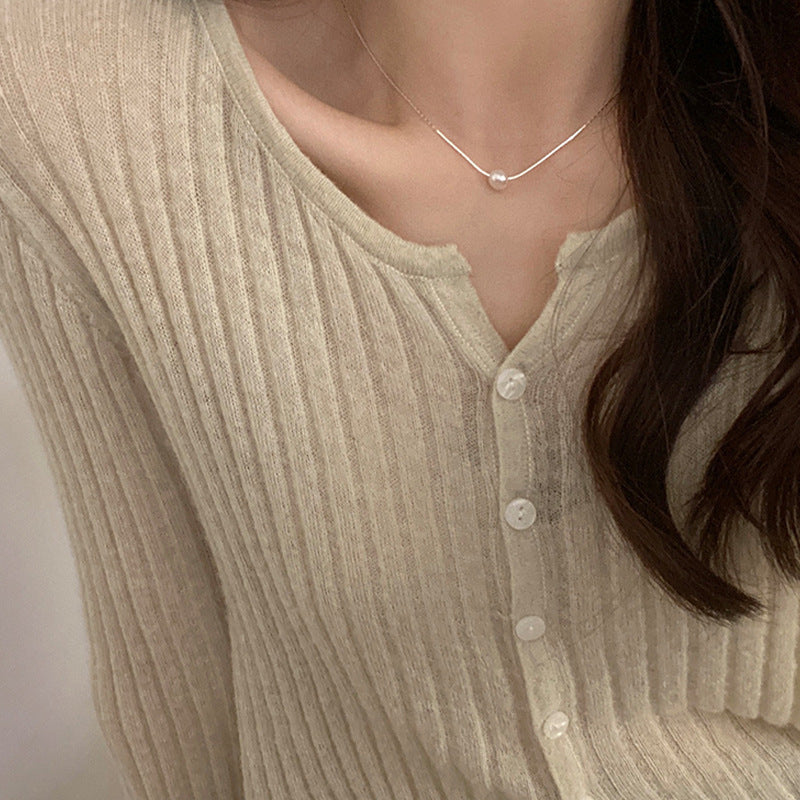 [Special Offer Products] 2022 New Niche Design Minimalist Pearl 925 Sterling Silver Clavicle Chain Temperament Premium Necklace