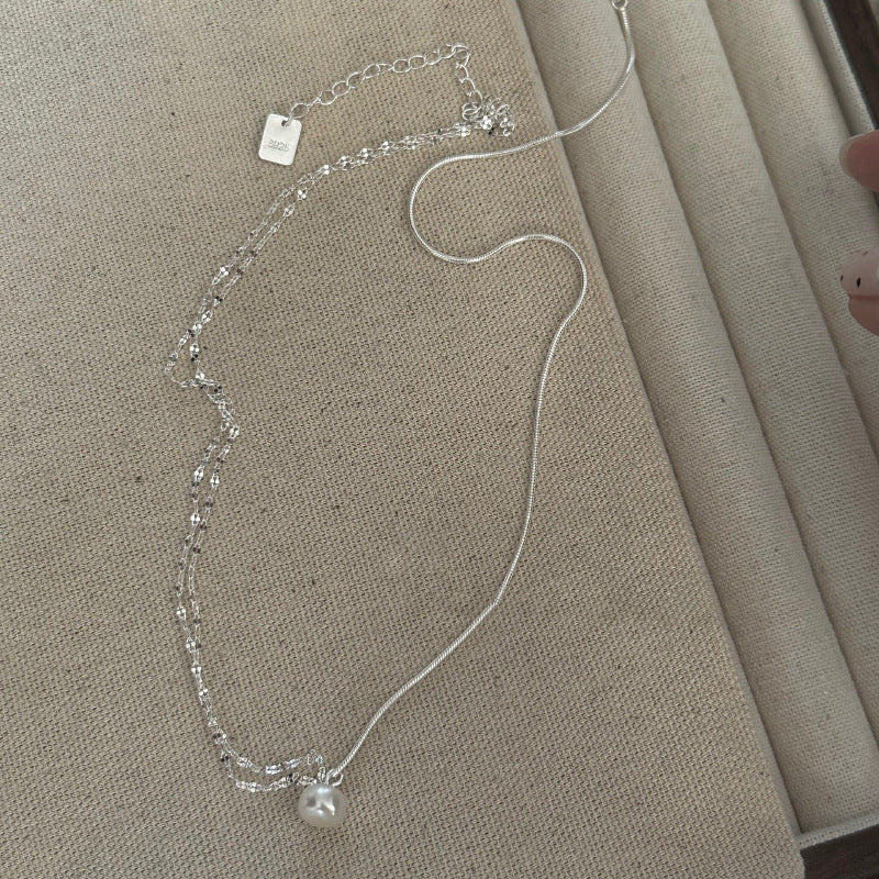 [Special Offer Products] AB Chain Pearl Necklace Women's Light Luxury Asymmetrical Design Sense Simple ins Style Fashion Versatile Clavicle Chain