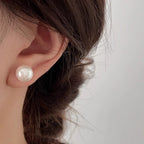 [Special Offer Products] White Pearl Stud Earrings Women's S925 Silver Needle Earrings Minimalist Niche Premium Versatile New Earrings
