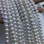 High-grade near-round natural freshwater pearls 7-8mm strong light comparable to Japan's Akoya seawater pearl necklace work in progress