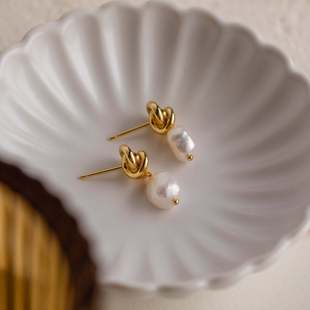Summer Beach Series Small Fish Pearl Pendant Necklace Earrings Ocean Natural Pearl Baroque Collarbone Chain
