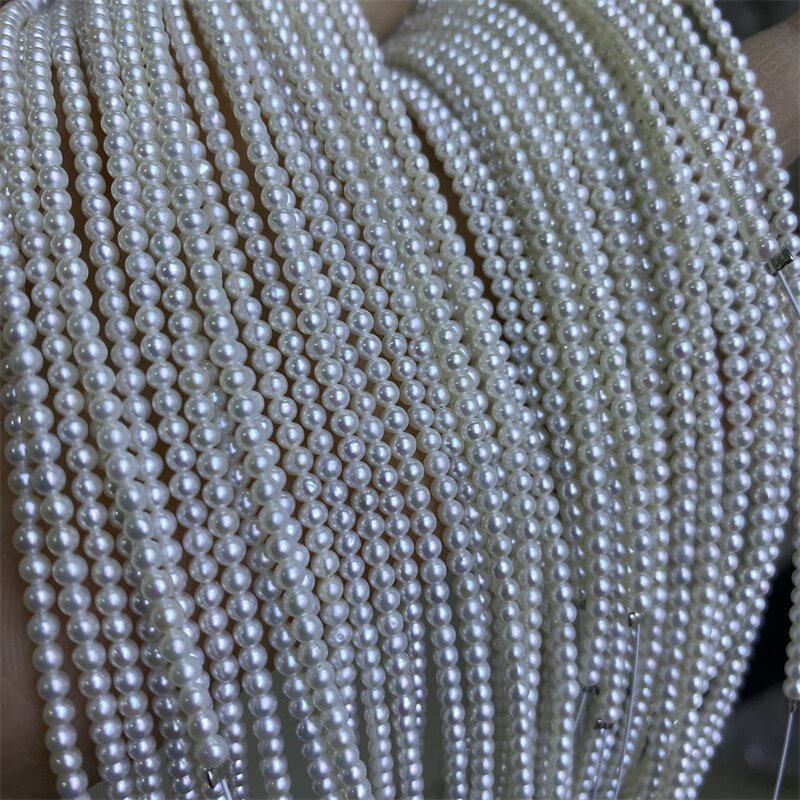 Mini Approx. 2.5-3 mm Near Round Pearl Natural Freshwater Pearl Necklace work in progress Small Pearl Loose Bead DIY Accessories