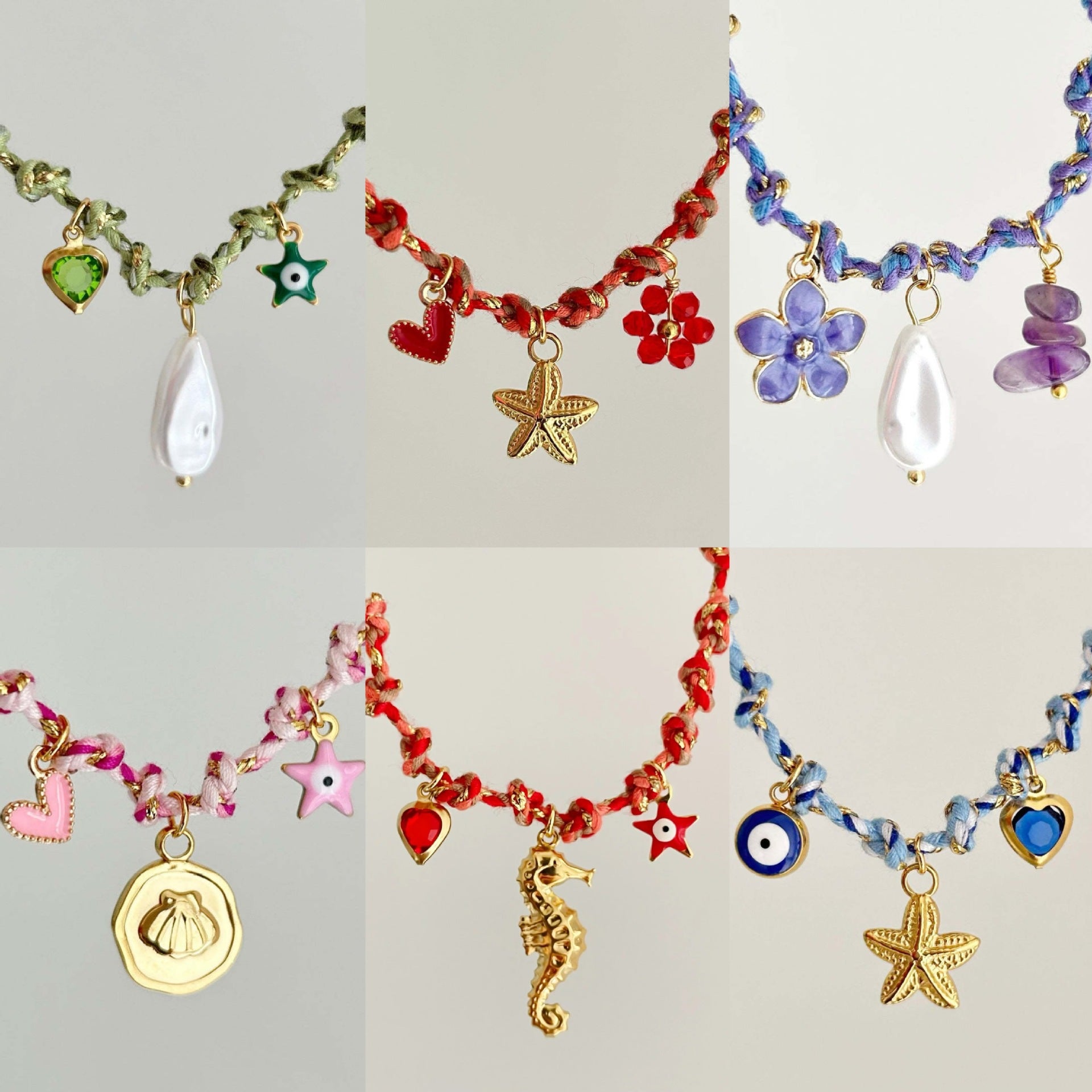 New summer shell starfish butterfly turtle pepper elephant pearl necklace DIY multi-pendant colored rope