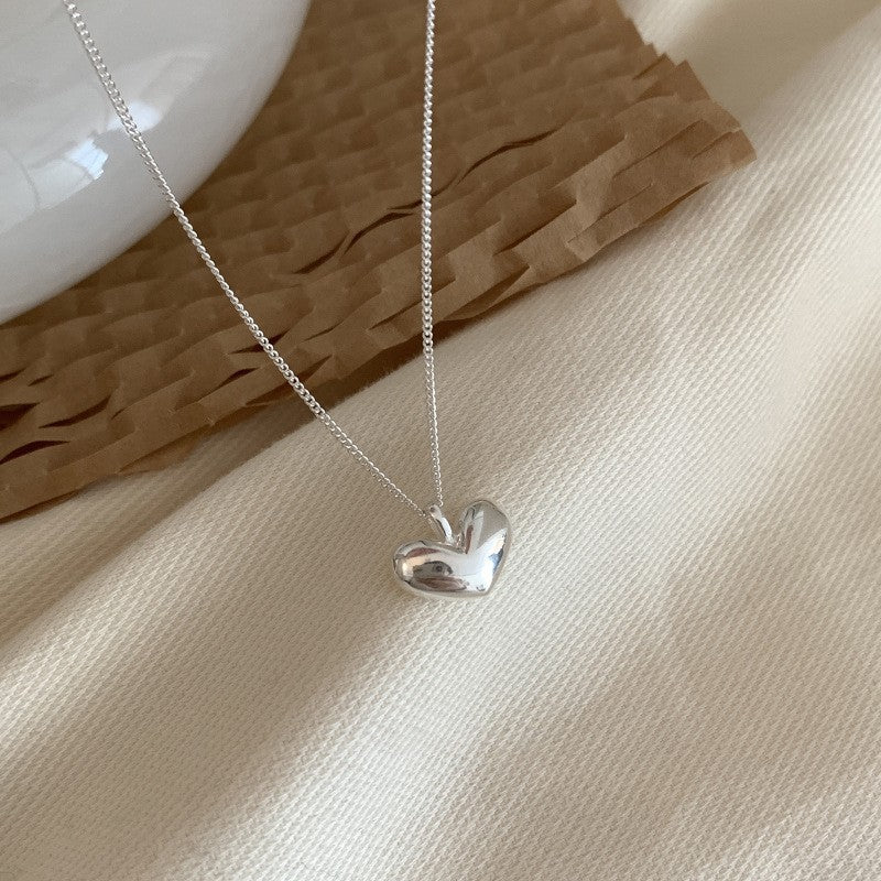[Special Offer Products] Niche Simple Style Plain Silver Pearl Sapphire Necklace Women's ins Versatile Collarbone Chain Premium Jewelry