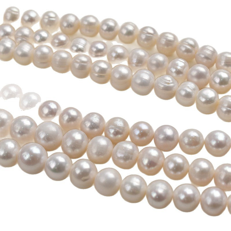 Big White Beads 9-11-13 mm Natural Freshwater Near Round Pearl Necklace work in progress Pearl Jewelry Accessories DIY Loose Beads