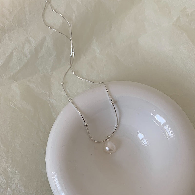 [Special Offer Products] Simple Wind Freshwater Pearl Necklace Women's 925 Sterling Silver Summer Versatile Temperament Personalized Fashion Clavicle Chain