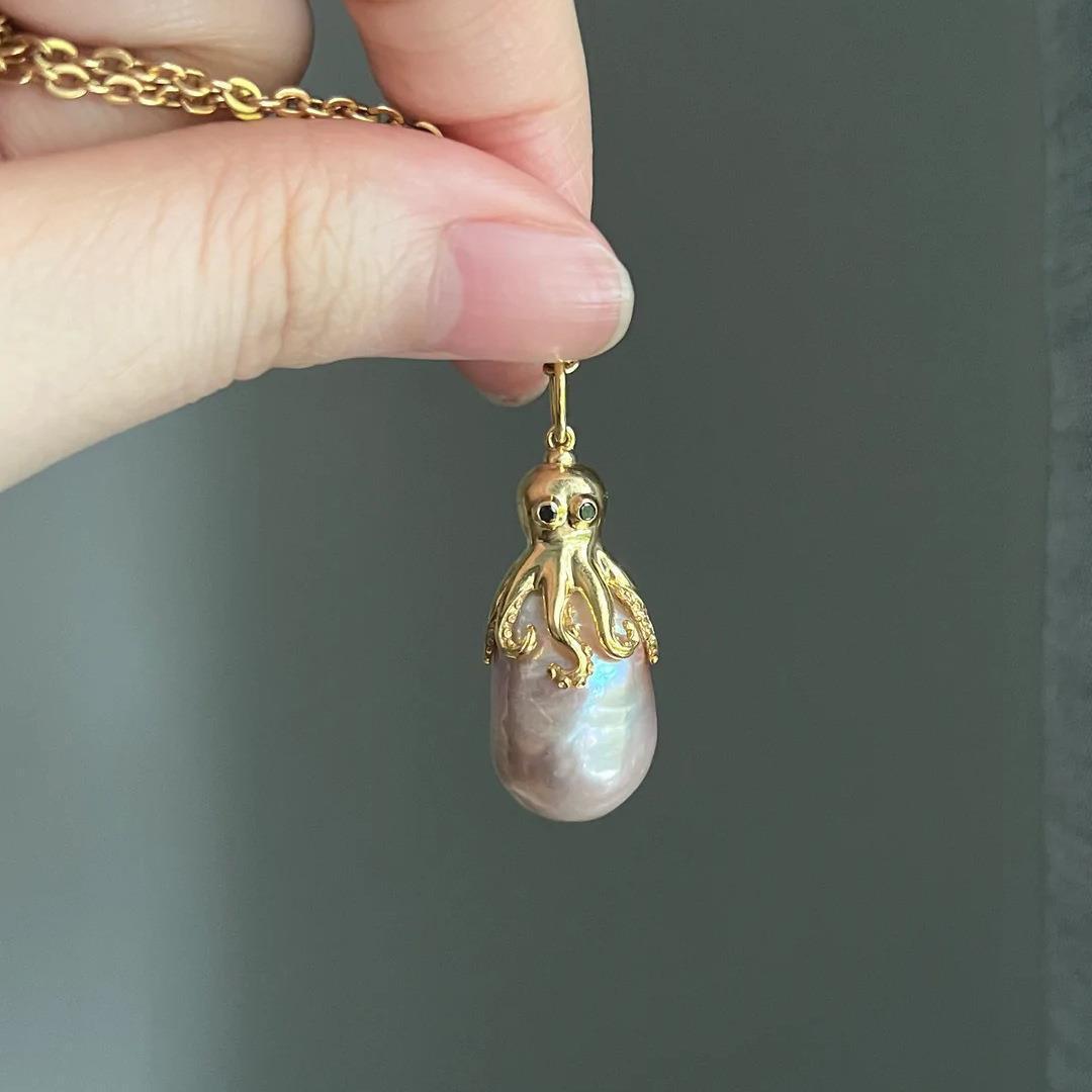Summer Beach Series Octopus Jellyfish Pendant Necklace Ocean Natural Pearl Baroque Collarbone Chain