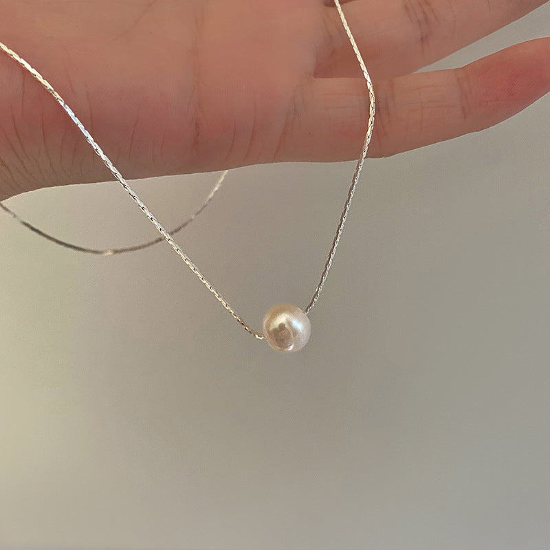 [Special Offer Products] Minimalist Freshwater Pearl Plain Chain Necklace Women's ins Niche Design Fashion Light Luxury Temperament Versatile Necklace