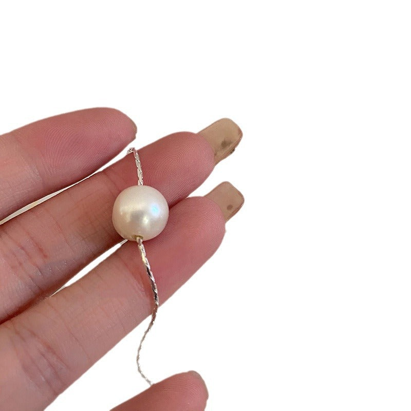 [Special Offer Products] Minimalist Freshwater Pearl Plain Chain Necklace Women's ins Niche Design Fashion Light Luxury Temperament Versatile Necklace