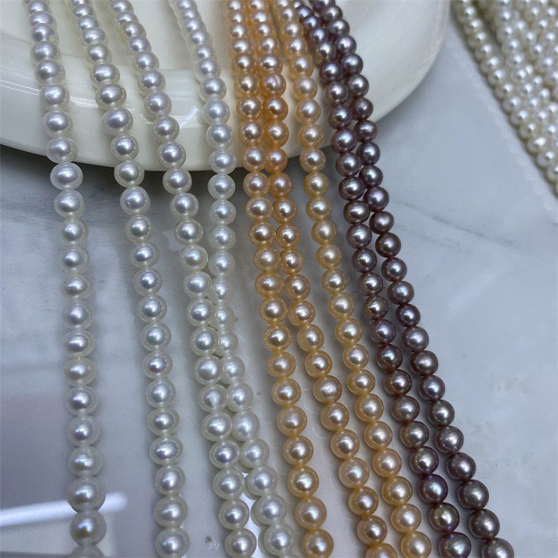 Natural Pearl 4-5MM Seedless Near Round Pearl Freshwater Pearl Loose Bead Necklace work in progress Small Pearl Bare Bead
