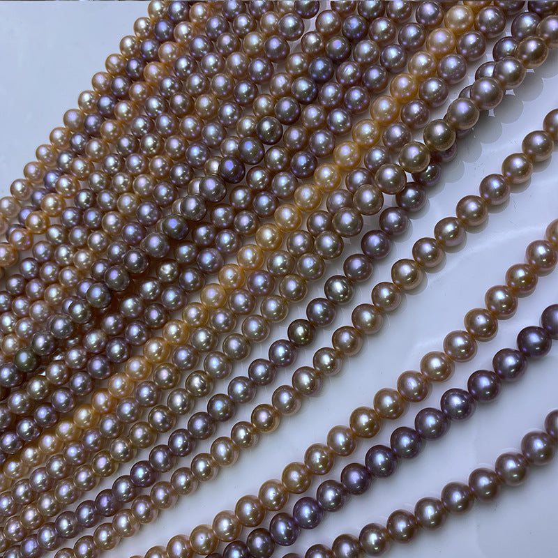 Freshwater near round pearl 6-6.5 mm seedless pearl purple loose bead DIY accessories necklace work in progress wholesale