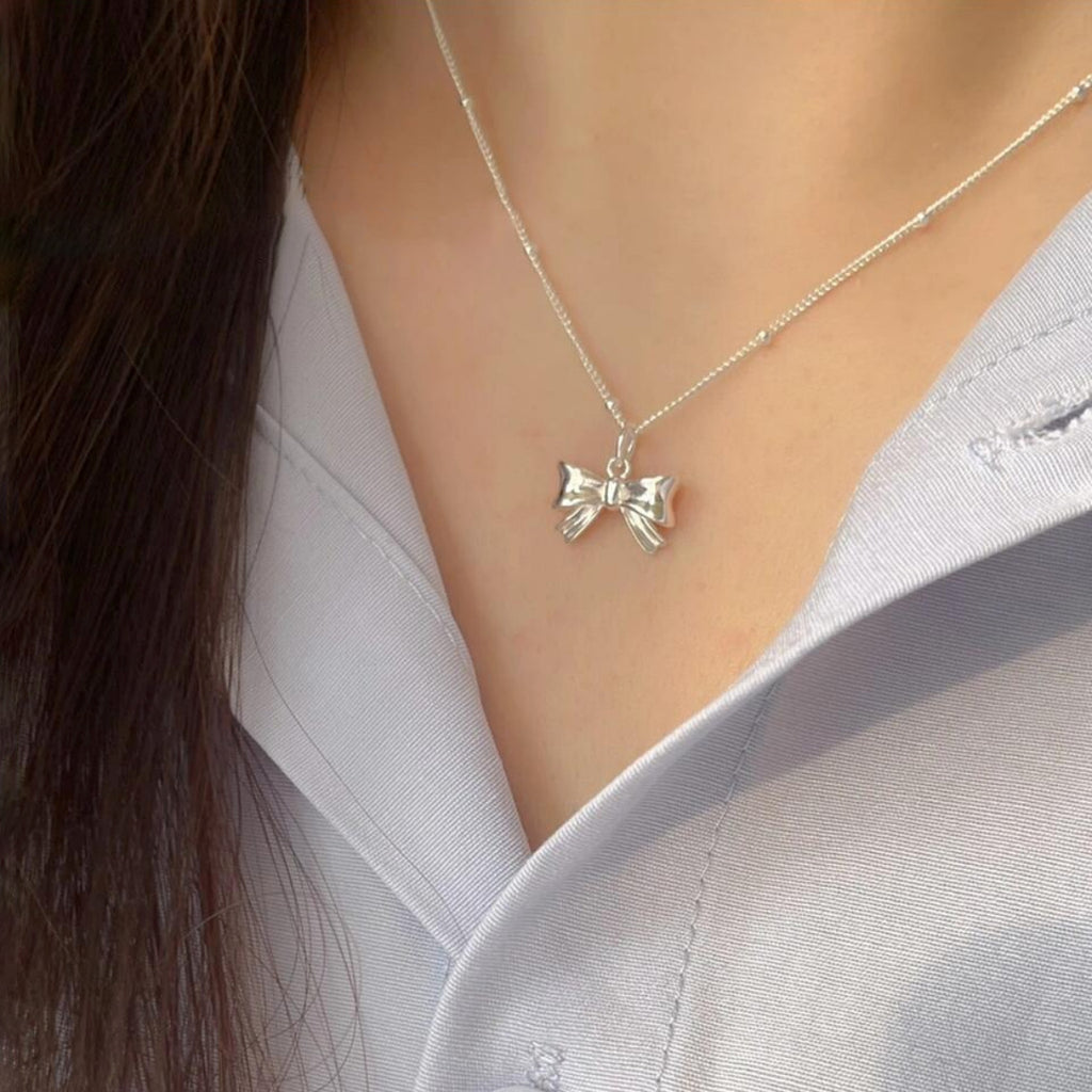 [Special Offer Products] Niche Simple Pearl Bow Series 925 Sterling Silver Gentle Necklace Female Sweet Small Fresh Temperament Clavicle Chain