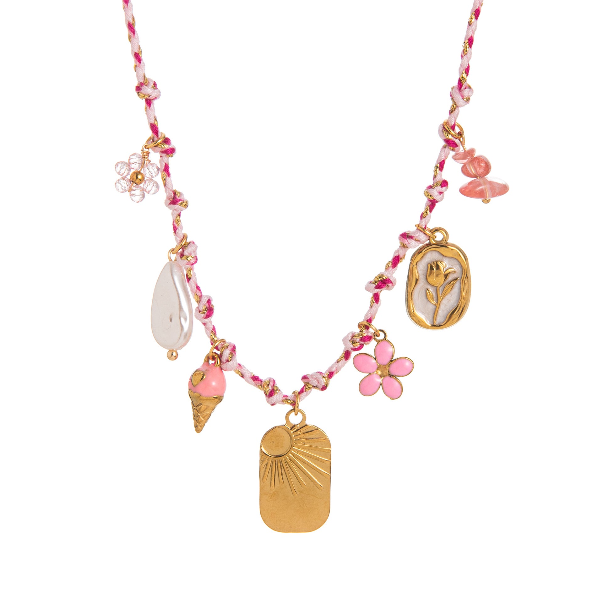 New summer shell starfish butterfly turtle pepper elephant pearl necklace DIY multi-pendant colored rope