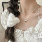 [Special Offer Products] Niche Simple Pearl Bow Series 925 Sterling Silver Gentle Necklace Female Sweet Small Fresh Temperament Clavicle Chain