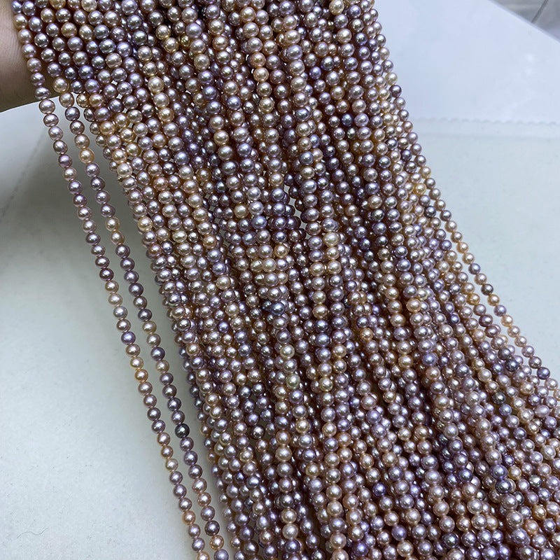 3-4Mm nuclear-free natural freshwater real pearl mixed color small pearl jewelry accessories candy color necklace material