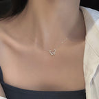 [Special Offer Products] Niche Simple Style Plain Silver Pearl Sapphire Necklace Women's ins Versatile Collarbone Chain Premium Jewelry