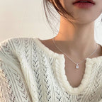[Special Offer Products] Niche Simple Style Plain Silver Pearl Sapphire Necklace Women's ins Versatile Collarbone Chain Premium Jewelry