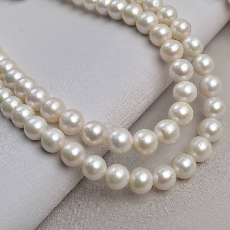 Freshwater Edison pearl necklace 11-13mm near-round strong light and flaws, high-end pearl necklace extra large work in progress