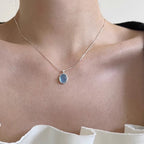[Special Offer Products] Niche Simple Style Plain Silver Pearl Sapphire Necklace Women's ins Versatile Collarbone Chain Premium Jewelry