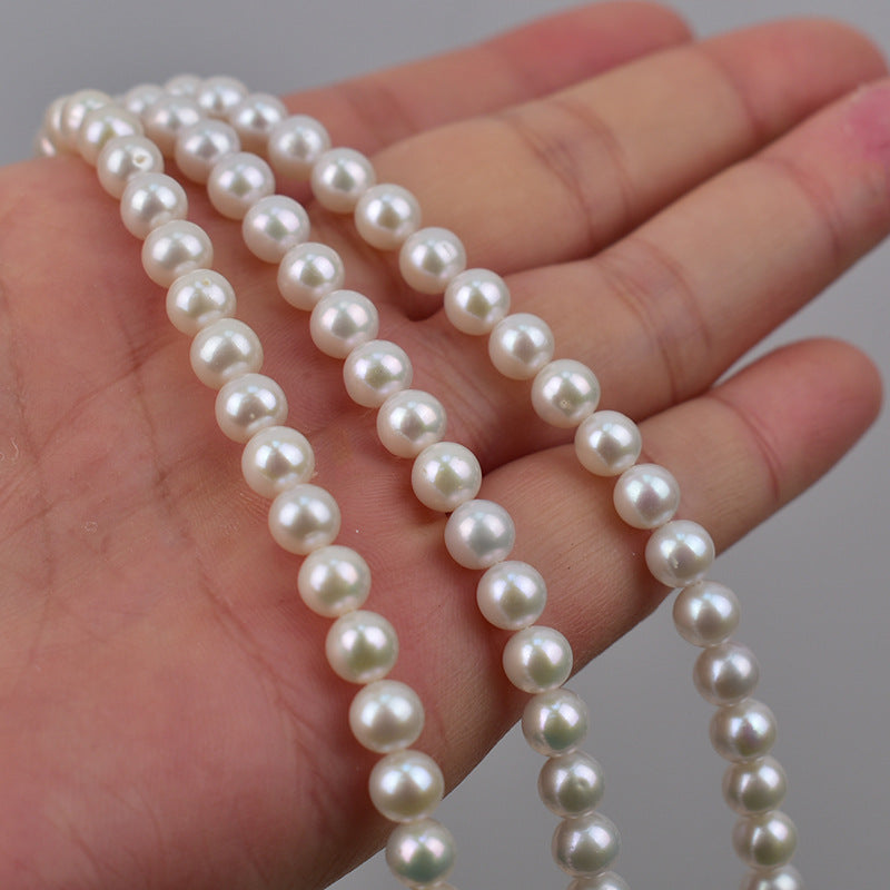 Natural freshwater pearl egg round 6-7mmAK nearly round necklace bracelet work in progress jewelry handmade DIY accessories