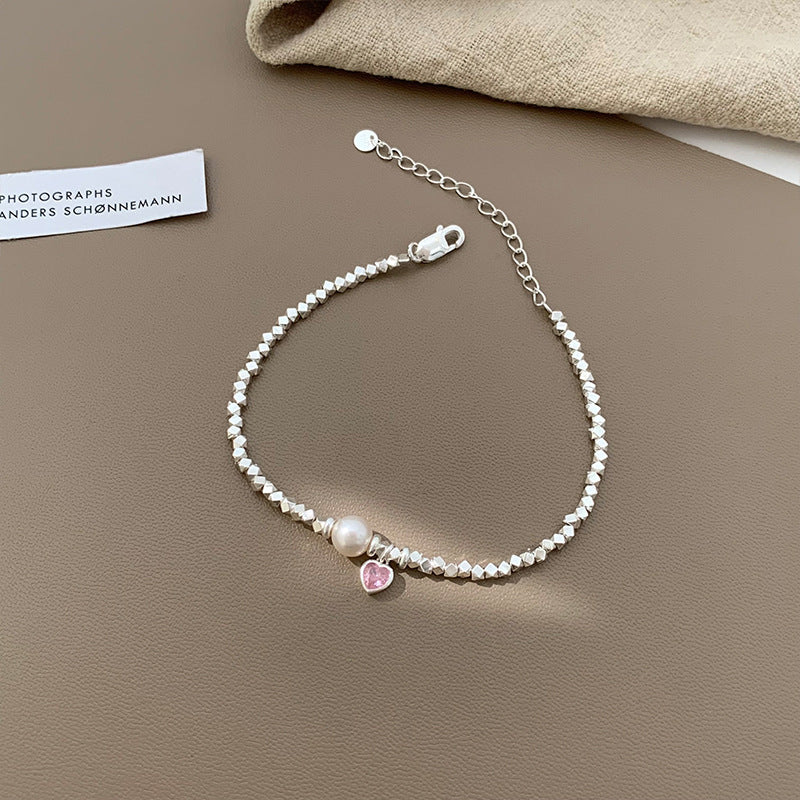 [Special Offer Products] Summer New Love Zircon Crushed Silver Pearl Bracelet Women's ins Heavy Industry Versatile Premium Jewelry