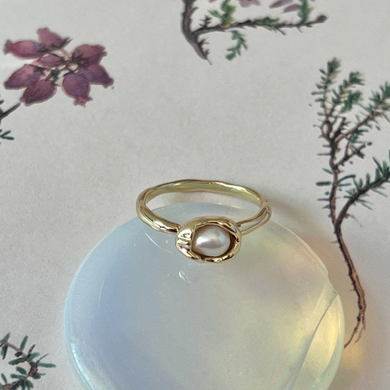 [Special Offer Products] Niche Design High-end Pearl Enamel Decorative Ring Women's Fashion Cute Beaded Versatile Elastic Rope Index Finger Ring
