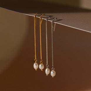 Summer Beach Series Small Fish Pearl Pendant Necklace Earrings Ocean Natural Pearl Baroque Collarbone Chain