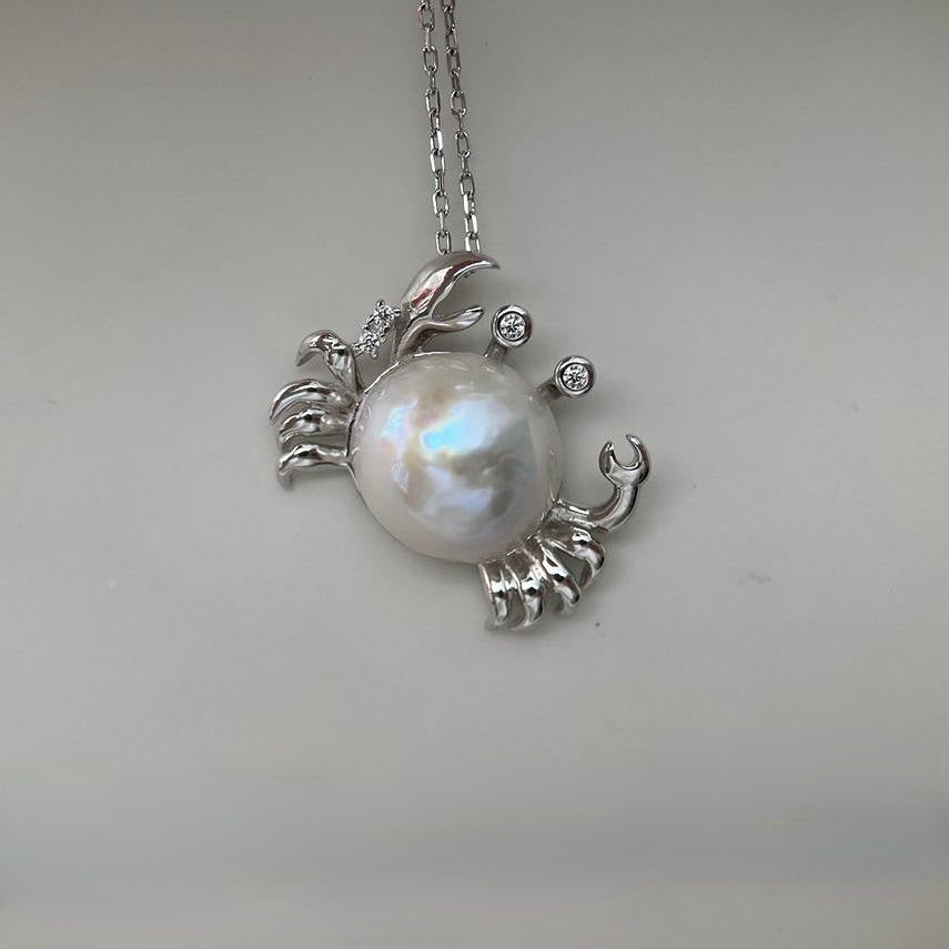 Sea World Clownfish Necklace Natural Pearl Big Head Fish Pendant Jewelry Goldfish Kiss Fish Collarbone Chain