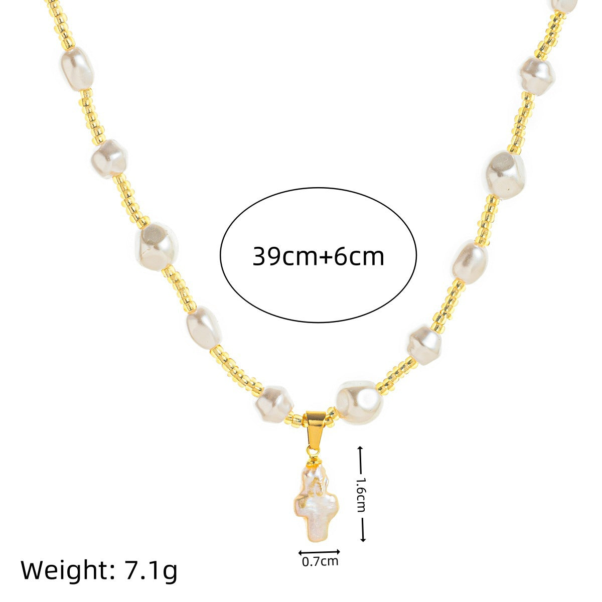 Natural Pearl Necklace Cross Shell Pendant Vintage Literary Baroque Collarbone Chain Jewelry