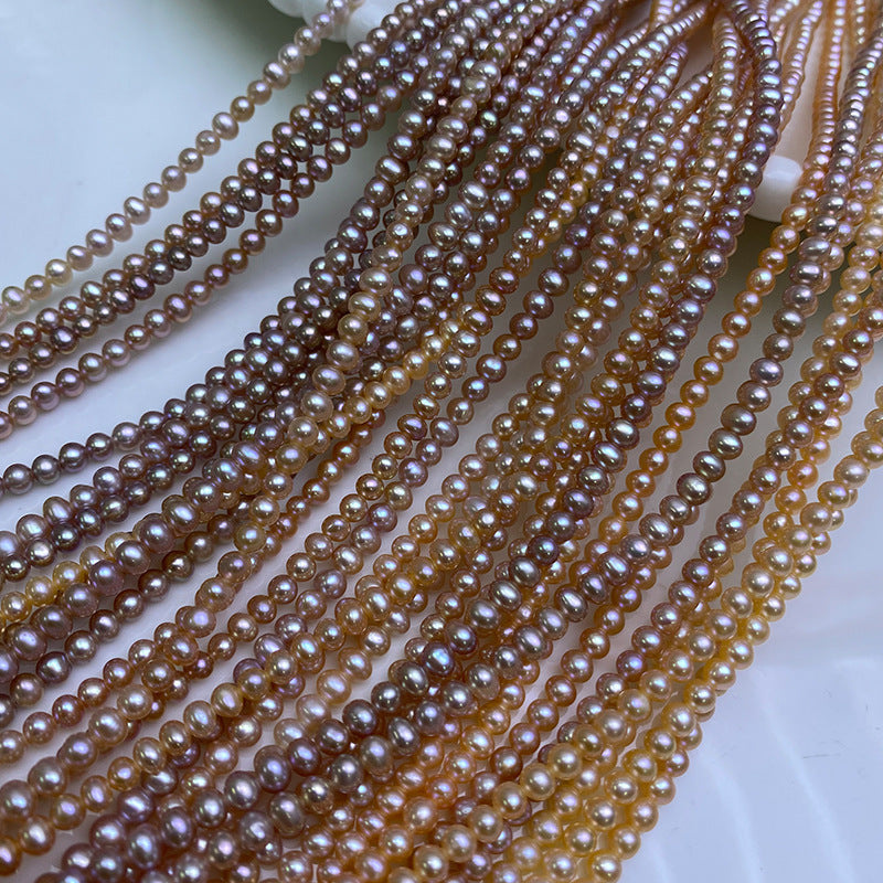 About 2-3mm nearly round bare beads natural freshwater pearls handmade DIY necklace bracelet work in progress loose bead accessories