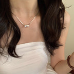 [Special Offer Products] Niche Simple Pearl Bow Series 925 Sterling Silver Gentle Necklace Female Sweet Small Fresh Temperament Clavicle Chain