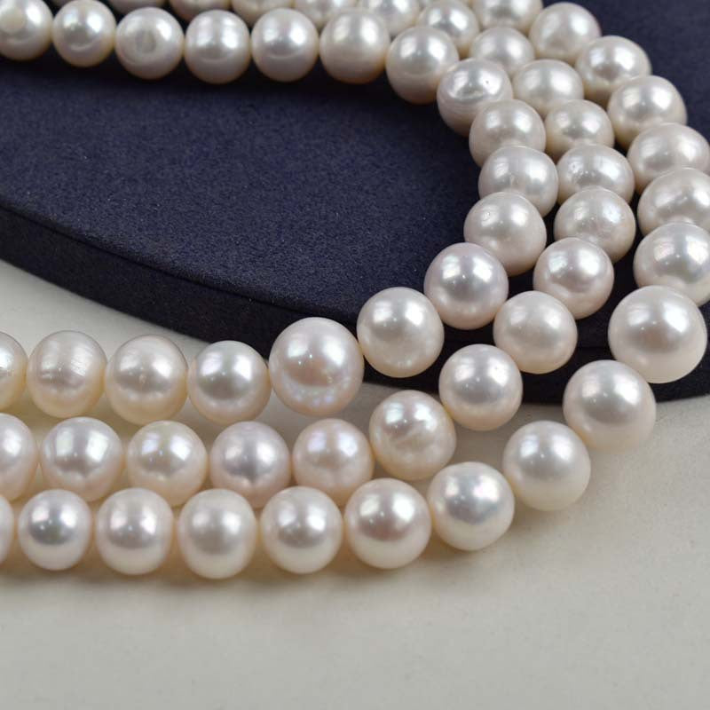Big White Beads 9-11-13 mm Natural Freshwater Near Round Pearl Necklace work in progress Pearl Jewelry Accessories DIY Loose Beads