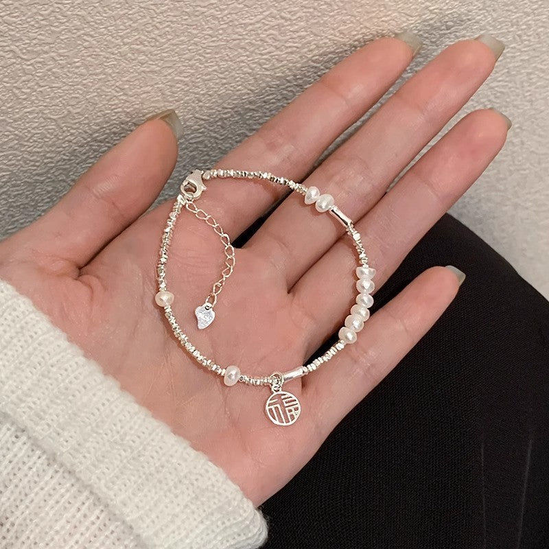 [Special Offer Products] Natural Irregular Pearl S925 Sterling Silver Bracelet Women's Beaded Crushed Silver Cold Wind Niche Temperament Versatile Jewelry
