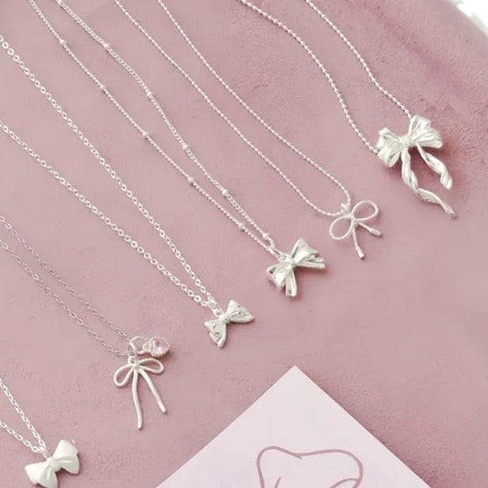 [Special Offer Products] Niche Simple Pearl Bow Series 925 Sterling Silver Gentle Necklace Female Sweet Small Fresh Temperament Clavicle Chain
