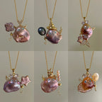 Sea World Little Witch Necklace Natural Pearl Big Head Fish Pendant Ornament Goldfish Kiss Fish Collarbone Chain