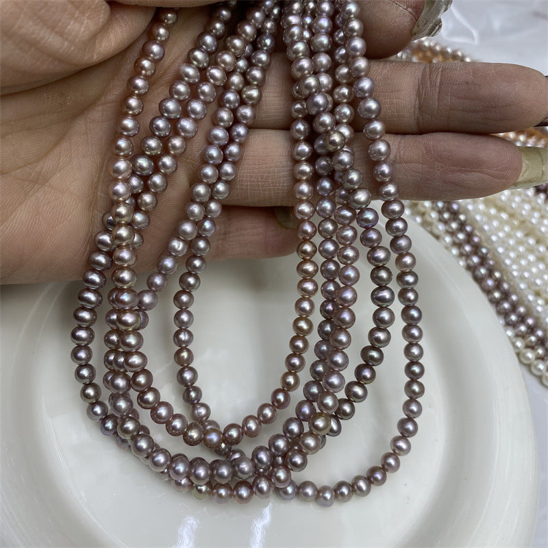 Natural Pearl 4-5MM Seedless Near Round Pearl Freshwater Pearl Loose Bead Necklace work in progress Small Pearl Bare Bead