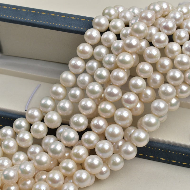 Freshwater Edison pearl necklace 11-13mm near-round strong light and flaws, high-end pearl necklace extra large work in progress