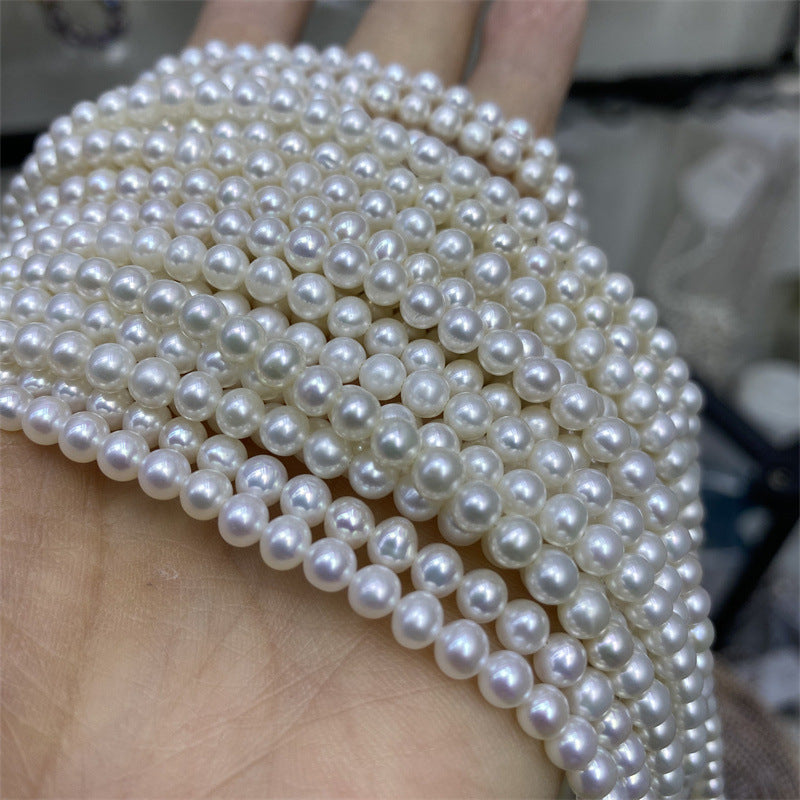 Natural Pearl 4-5MM Seedless Near Round Pearl Freshwater Pearl Loose Bead Necklace work in progress Small Pearl Bare Bead