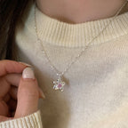 [Special Offer Products] Niche Simple Style Plain Silver Pearl Sapphire Necklace Women's ins Versatile Collarbone Chain Premium Jewelry